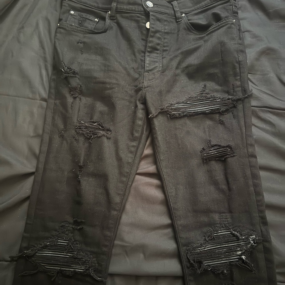 AMIRI Black Distressed Skinny Jeans